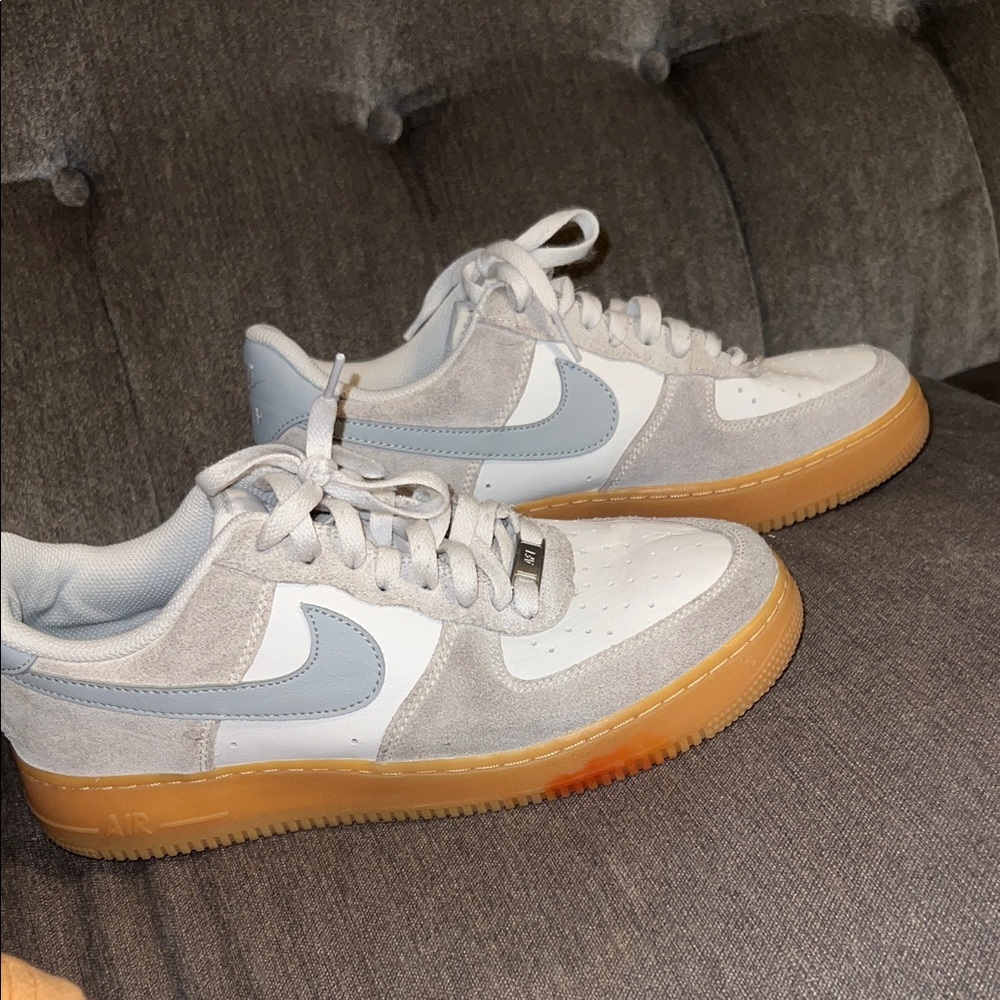 Nike Air Force 1 Low in White and Gray with Gum Sole